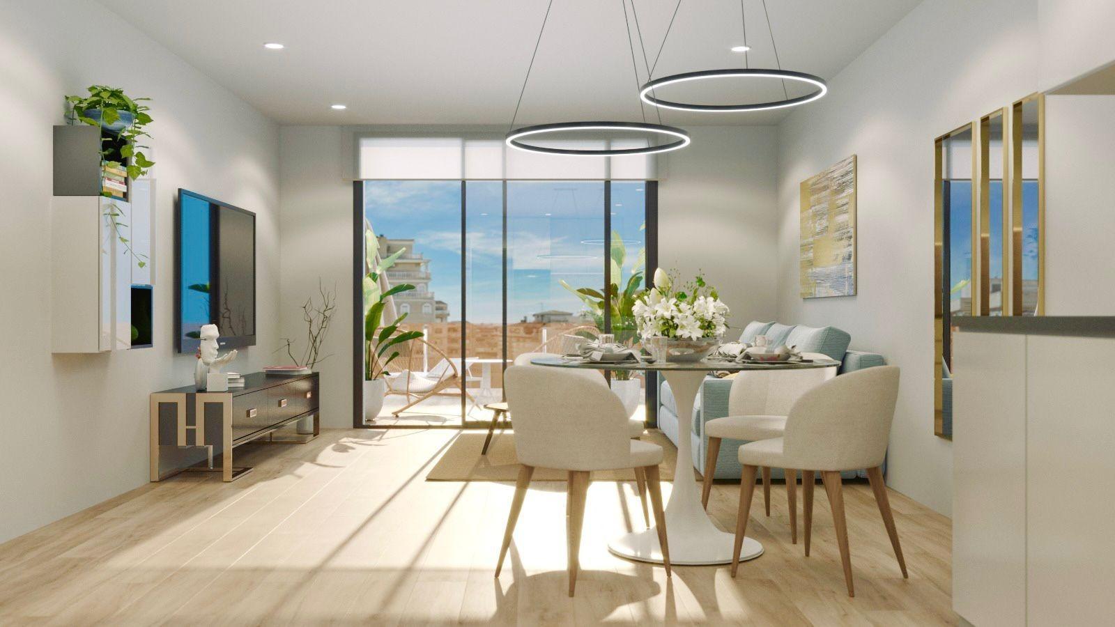 New build luxury apartments and penthouses in Torrevieja, 150 meters from the beach. Modern 3-bedroom, 3-bathroom properties with open plan kitchen, heated bathroom floors, spacious terraces, wardrobes, and kitchen. Community pool, sauna, rooftop solarium, and underground parking option. Completion end of 2025.